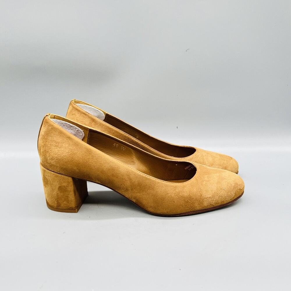 Margaux Shoes Womens 10 Brown Suede Block Heel Round Toe Pumps Dress Slip On